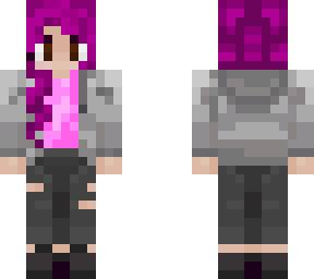 purple hair and hoodie