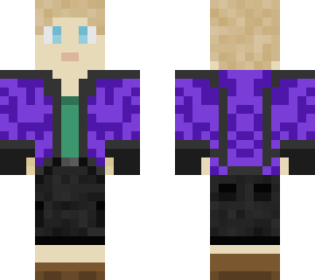 purple jacket greenish undershirt