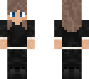 black clothes, brown hair, blue eyes girl