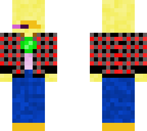 duckie in a lumberjack jacket, headset, & amulet
