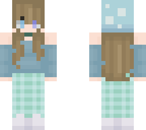 brown hair girl with light blue mushroom hat