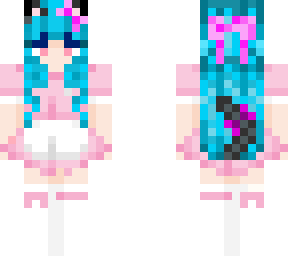 jess's pink maid dress w/cat ears & tail but blue hair