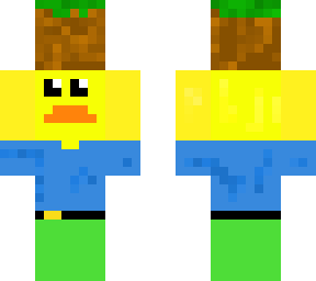 duck holding dirt block