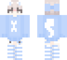 copy of kowelo’s femboy but with striped socks a bow in the back of the head