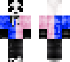 panda with pink and blue hoodie