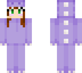 girl in a purple dinosaur costume