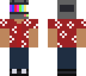 tv head in flower shirt