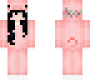 chibi pig onesie- blach hair