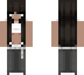 cute y2k black hair, white top girl skin