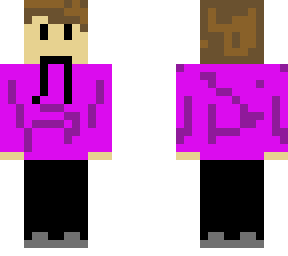 purple hoodie with brown hair and black pants