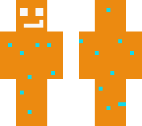 orange man with cyan dots