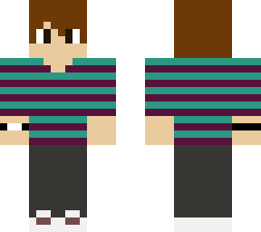 boy with dark purple and teal stripey t-shirt