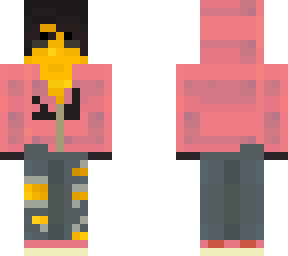 casual boy - pink hoodie - ripped baggy jeans