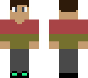 boy with olive green and red shirt