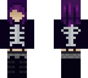skeleton girl w/ purple hair