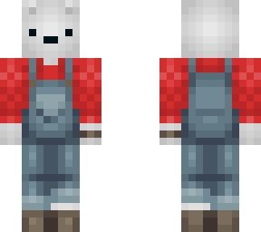 polar bear in farmer outfit (red)