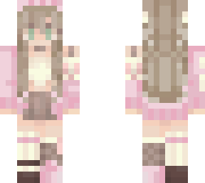 cute girl in pink <33 (brown hair & green eyes version)