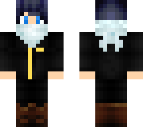 black hair, blue eyes, white scarf, scarf, boy
