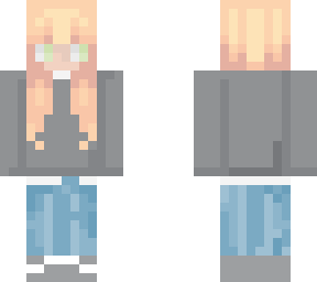 girl with white shirt & grey sweater