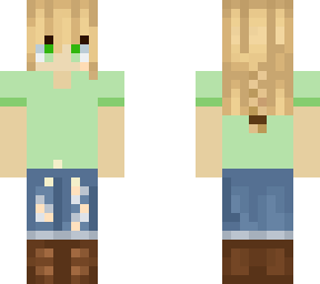 blode girl with green shirt