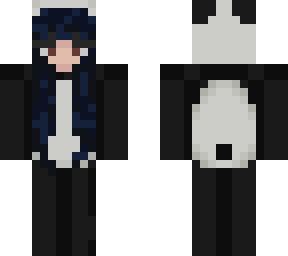 bluish-black hair panda girl