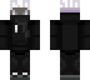 white haired black hoodie