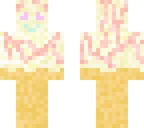 ice scream-cream with strawberry syrup