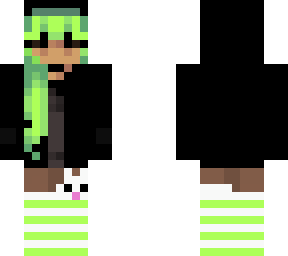 black hoodie cat girl wth neon hair