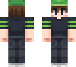 boy with brown hair and green hat