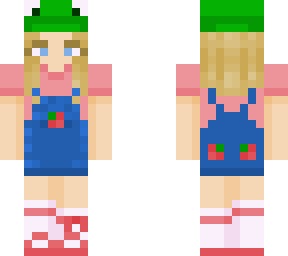 strawberry overalls with frog hat