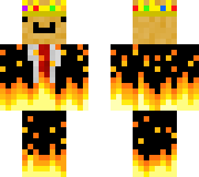 flaming potato in a suit