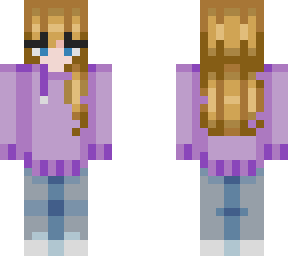 blonde girl with purple hoodie