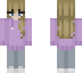 blonde girl with purple hoodie