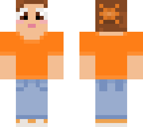 simple girl in orange with clawclip