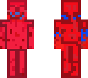 blue man with blood armor