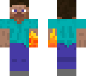 steve's hand is on fire