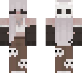 white hair skull pants girl