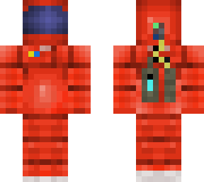 red astronaut with hands