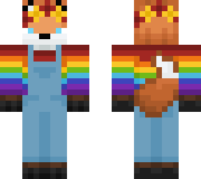 0.0.20a (red fox w/ rainbow shirt overalls and flower crown)