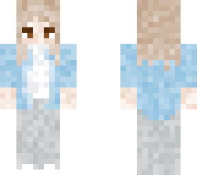 girl with blue shirt and grey pants