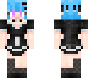 male boy blue hair  maid dress