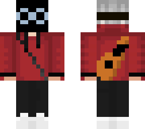 Red Masked Hoodie Guy w/ Ukelele | Minecraft Skin