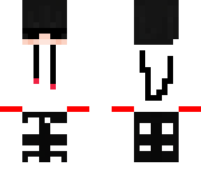 this minecraft skin features a dark, edgy desidn with a predominantly black outfit accent