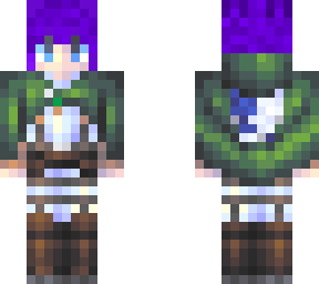 survey corps regiment soldier with blue hair