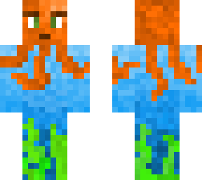 orange octopus with water with face and better mouth