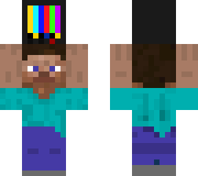 mini steve holding tv