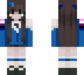 blue girl with brown hair