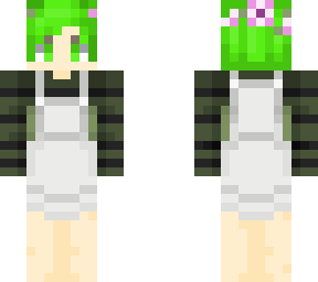 ketsume white dress, cropped black and dark green striped sweater (birch forest themed)