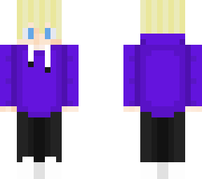 a boy wiht purple hudiee and blond haiir