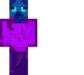 blue creature purple shirt